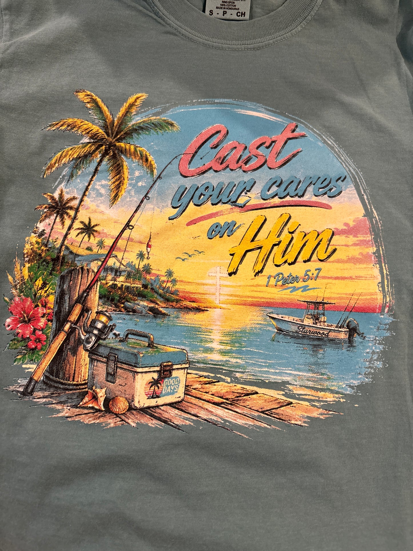 Cast your cares on Him Tee - 1 Peter 5:7